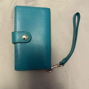 A Turquoise Coach Wallet with Strap. Beautiful!!!!